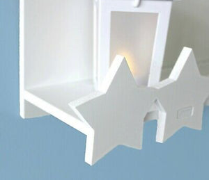 2x White Floating Star & Moon Shelves Nursery Shelf Storage Kids Bedroom Wall