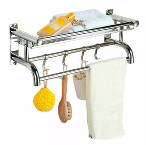 Towel Rail Holder Wall Mounted Bathroom Rack Shelf Stainless Steel • New valu2u • Free Delivery