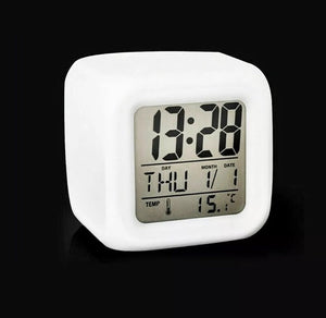 New Alarm Clock 7 Colour LED Change Digital Glowing Night Light