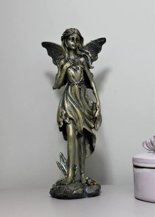 Large Bronze effect Garden Angel Statue Ornament