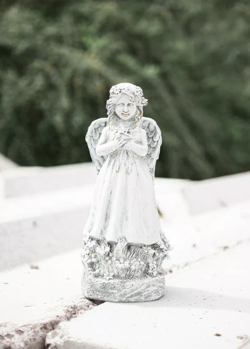 Guardian Angel Ornament Stone Effect Resin Fairy Garden Memorial Statue