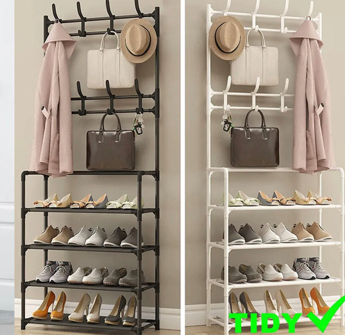 Hat and Coat Stand with 4 Tier Shoe Rack