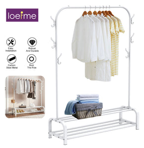 LOEFME Metal Clothes Rail Rack With Shelves, Garment Display Stand