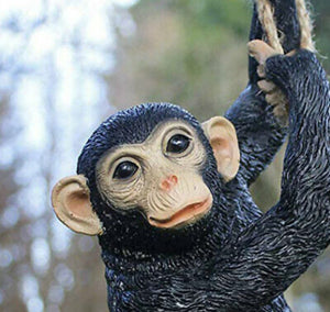 Hanging Monkey Garden Ornament on a Rope