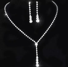 Load image into Gallery viewer, New Silver Crystal Rhinestones Sparkling Necklace And Earring Set • New valu2u • Free Delivery