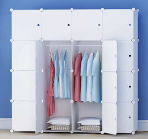 16-Cube DIY Plastic Wardrobe Cupboard Closet Cabinet Organizer Storage Furniture White • NEW valu2U • FREE DELIVERY