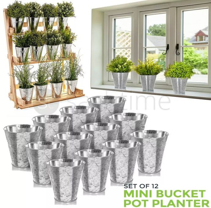 12 x Metal Herb Plant Flower Pots