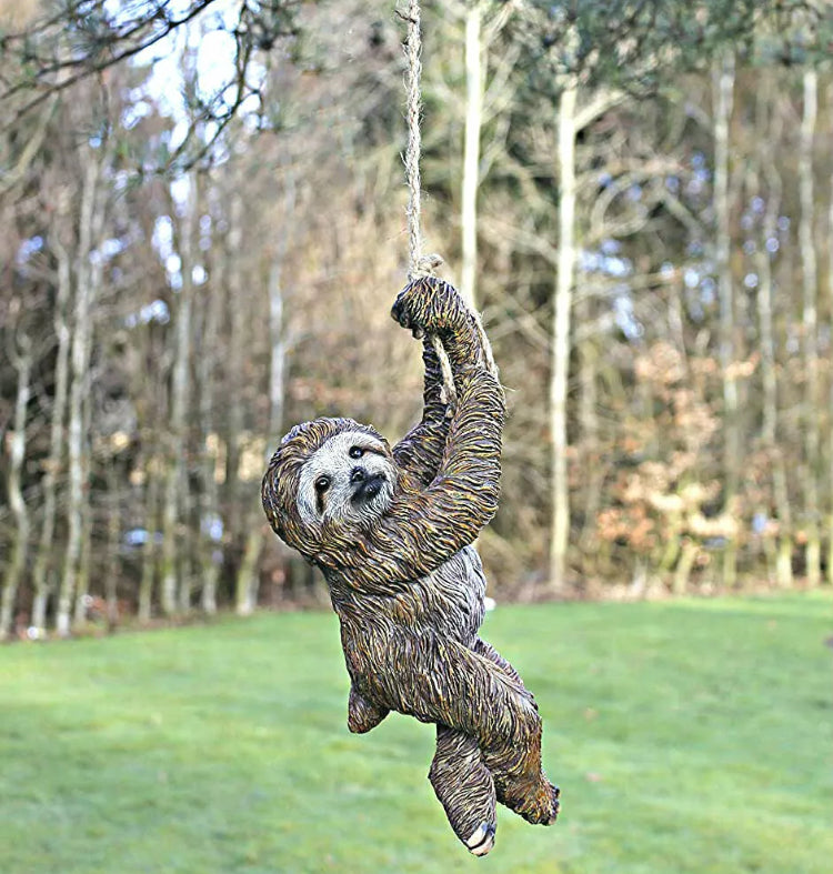 Hanging Sloth On Rope Garden Ornament