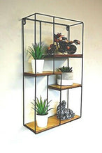 Load image into Gallery viewer, 4 Tier Floating Display Shelf Wooden Effect 5 Unit Retro Style