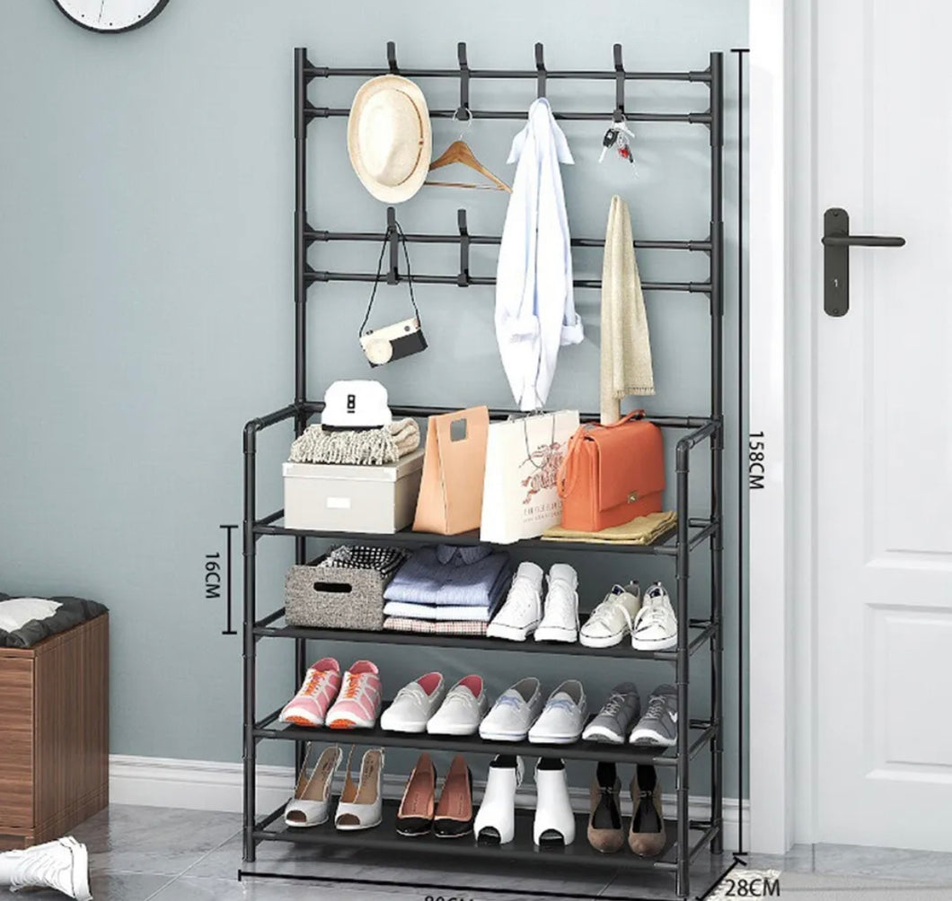 Hat and Coat Stand with 4 Tier Shoe Rack