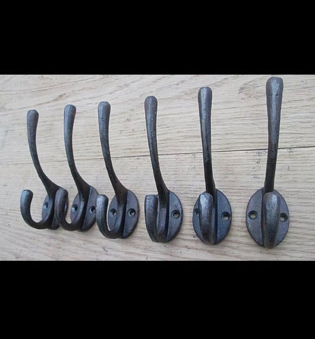 6 x Cast Iron Coat Hooks Vintage Retro Style NEW