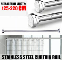 Load image into Gallery viewer, TELESCOPIC SHOWER CURTAIN RAIL ROD WINDOW EXTENDABLE POLE CHROME STEEL