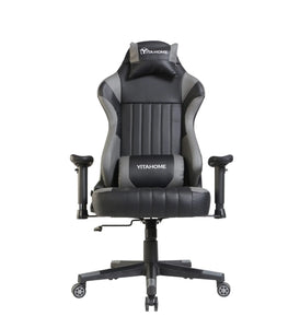 Grey Faux Leather Sport Racing Gaming Office Chair Lumbar Headrest Support