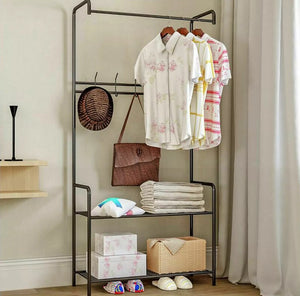 Clothes Rail Rack Garment Dress Hanging Display Stand with Storage Shelf