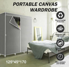 Load image into Gallery viewer, Large Triple Fabric Canvas Wardrobe Clothes Cupboard Hanging Rail