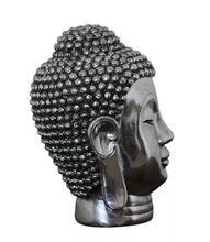 Load image into Gallery viewer, Chrome Silver Buddha Head Sculpture Ornament