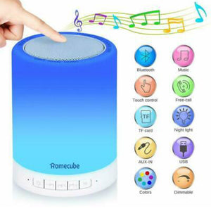 Smart Touch Night Light Bluetooth Speaker USB LED Bedside Table Lamp 7 Colours ✔ Battery in 2200mAh