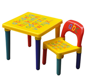 Kids Table and Chair Set ABC Alphabet Childrens Plastic