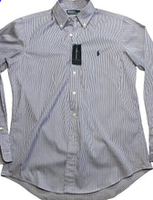 Load image into Gallery viewer, Ralph Lauren Mens Shirt 15.5” Medium NEW with Tag Purple and White Striped