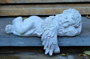 Large Garden Ornament Angel Fairy Sculpture Antique White Effect Outdoor Indoor