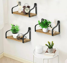 Load image into Gallery viewer, Set of 3 Rustic Floating Shelves Wood Wall Mounted Shelf
