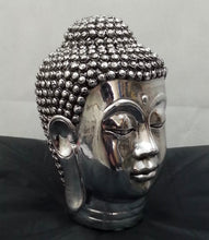 Load image into Gallery viewer, Chrome Silver Buddha Head Sculpture Ornament