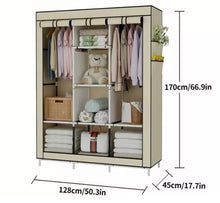 Load image into Gallery viewer, Wardrobe with 6 Storage Shelves, 2 Hanging Sections