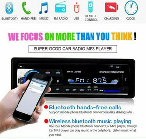 Single 1 Din Car Stereo Bluetooth FM/USB/AUX/SD MP3 Player Radio Remote + Frame