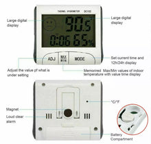 Load image into Gallery viewer, LCD Digital Indoor Room Thermometer Hygrometer Temperature Clock Humidity Meter