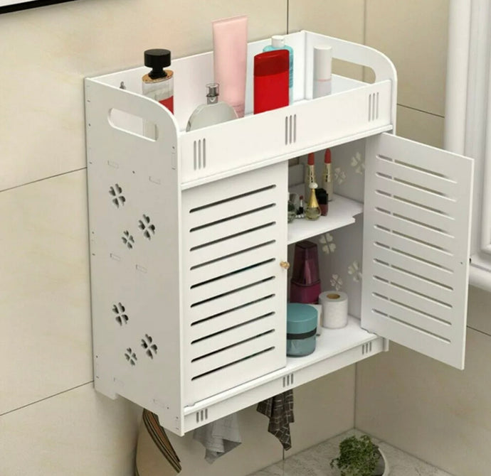 Bathroom Wall Mounted Cabinet Double Doors Cupboard Storage Unit