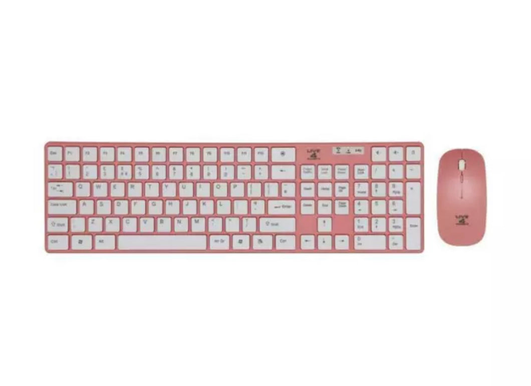 Slim 2.4G  Wireless Keyboard and Cordless Optical Mouse Combo For PC, Apple iMac iPad Android • Black or Pink • New valu2U • FREE DELIVERY