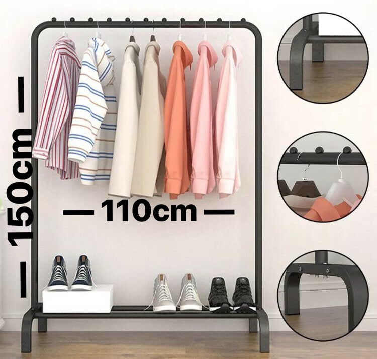 Metal Clothes Rail Rack with Shoe Shelf