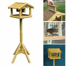 Load image into Gallery viewer, Bird Table With Built in Feeder Premium Wooden Free Standing Feeding Station