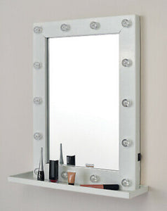 14 LED Small White Wooden Cosmetic Vanity Mirror