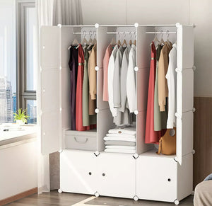 16-Cube DIY Plastic Wardrobe Cupboard Closet Cabinet Organizer Storage Furniture White • NEW valu2U • FREE DELIVERY