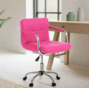 PU Leather Computer Office Desk Chair Chrome Legs Lift Swivel Adjustable