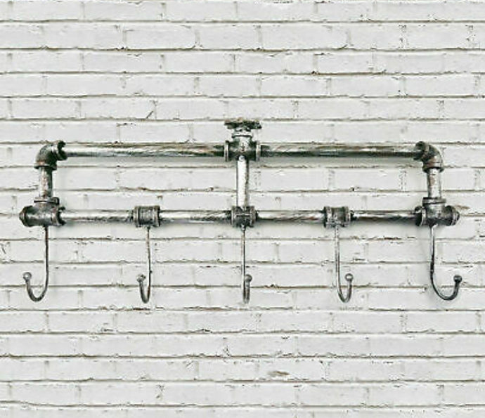 Vintage Style Industrial Wall Mounted Coat Hooks Rack Pegs Towel Rail Bathroom