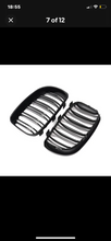 Load image into Gallery viewer, PAIR GLOSS BLACK FRONT KIDNEY GRILL GRILLES FOR 08-13 BMW E81 E82 E87 E88 1 Series Gloss Black Dual Slat