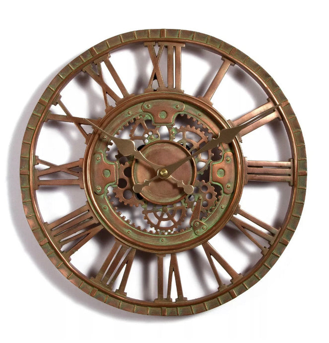 Outdoor indoor Garden Wall Station Clock Copper Plate Effect, 30cm Slate Effect