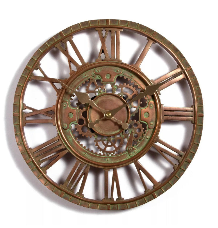 NEW Outdoor indoor Garden Wall Station Clock Copper Plate Effect, 30cm Slate Effect • NEW valu2U • FREE DELIVERY