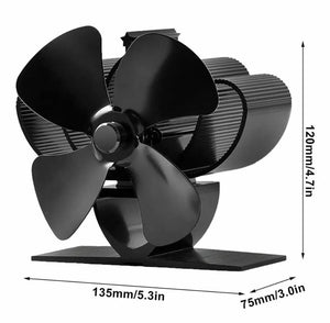 Mini 4 Blade Heat Powered Stove Fan - 13cm suitable for Small Gap