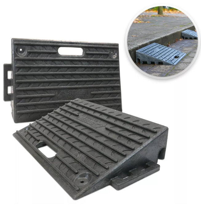Set of 2 Heavy Duty Rubber Kerb Ramps, Threshold Access Ramps wheelchair ramp ramps