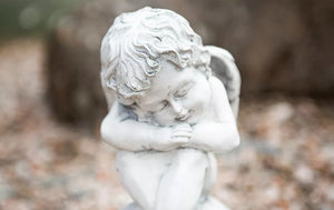 Stone Effect Angel Statue Garden Ornament Figurine