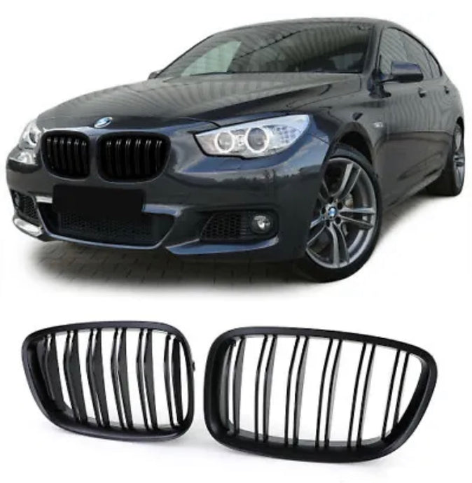 BMW 5 SERIES GT F07 MATTE BLACK DOUBLE SLAT FRONT KIDNEY GRILLES GRILLS