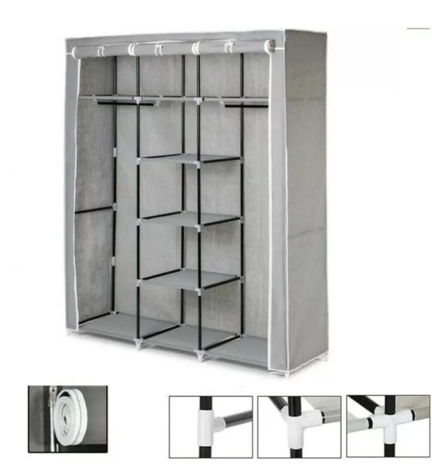 Wardrobe Canvas Clothes Large Cupboard Storage Organiser Shelving • New Valu2u • Free Delivery!