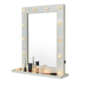 14 LED Small White Wooden Cosmetic Vanity Mirror