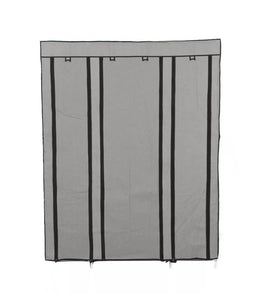 LARGE FABRIC CANVAS WARDROBE WITH HANGING RAIL SHELVING CLOTHES STORAGE • NEW valu2U • FREE DELIVERY