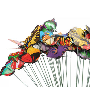 50 x Colourful Garden Butterflies On Sticks