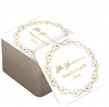 Load image into Gallery viewer, Personalised Coasters Wedding Table Decoration 12 Different Styles Packs of 48 or 96