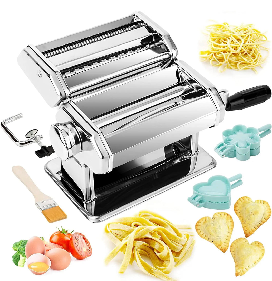 Stainless Steel 4in1 Pasta Machine Maker Roller Spaghetti Lasagne Noodle Ravioli